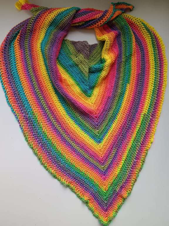 Crochet Shawl (Bright Rainbow) - cosy and stylish!