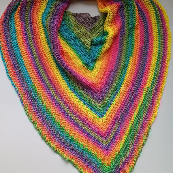 Crochet Shawl (Bright Rainbow) - cosy and stylish!