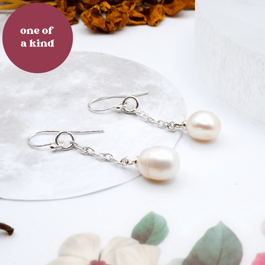 Pearl Earrings Solid Silver Freshwater Baroqu Folksy