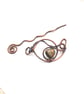 Handcrafted Antique Copper Wire Wrapped Brooch, Heart Gemstone Sweater Pin, Celt - Image 4