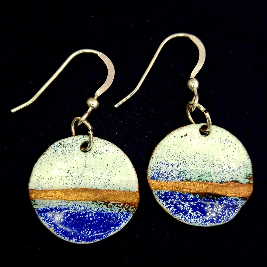 Blue & White enamelled earrings
