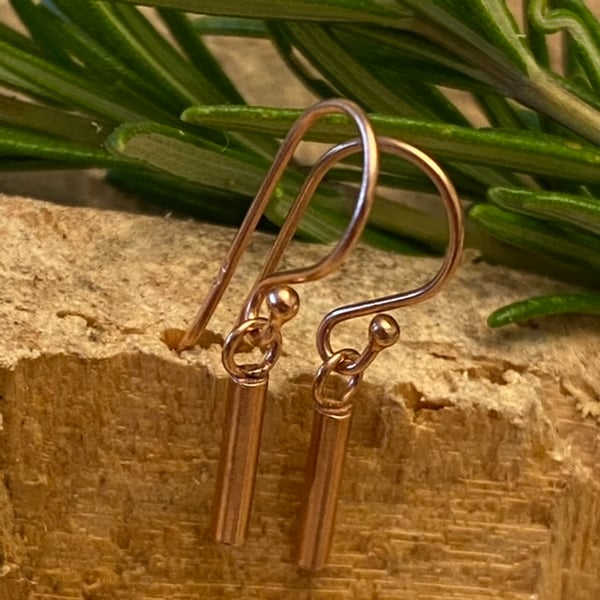 Drop Rosegold plated Silver Earrings.  Hooks with drops. 