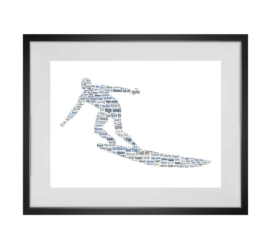 Personalised Surfer Surfing Design Word Art Gifts 