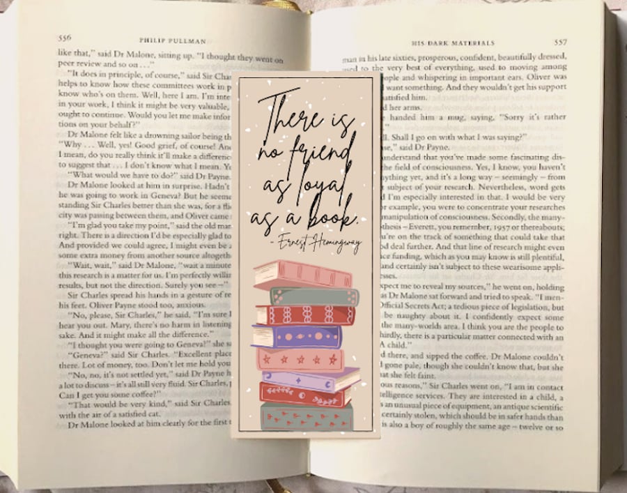 Book Stack Ernest Hemingway Inspired Quote Bookmark