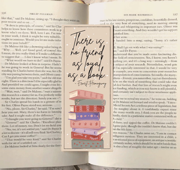 Book Stack Ernest Hemingway Inspired Quote Bookmark