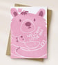 "Welcome Little One" Baby Greeting Card - Handmade Lino Print - A6 - Image 1