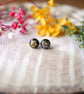 Real tiny dried pressed flowers - hypoallergenic stud earrings - Image 1