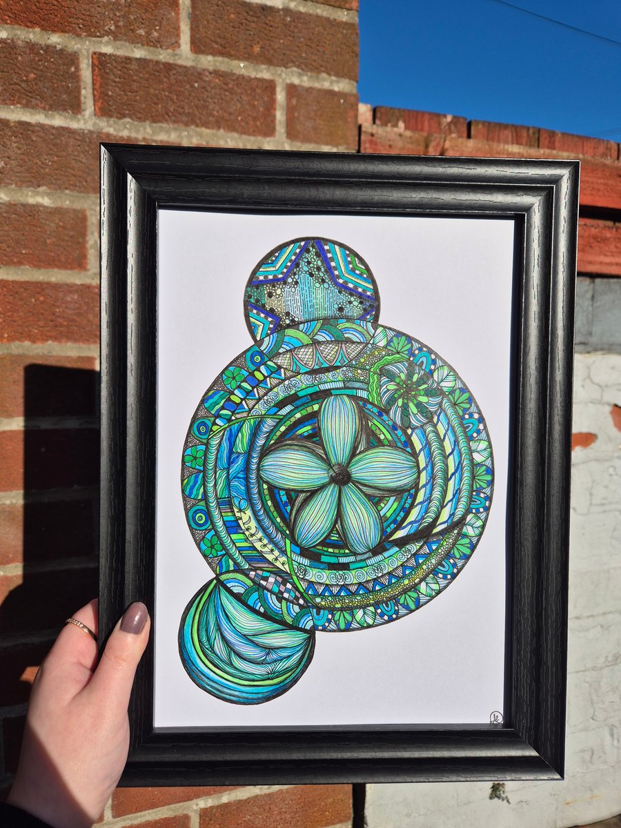 Original A4 Unframed Mandala Zentangle Art - Trust, then Grow