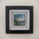 Watching the Mountains Small Acrylic Framed Painting 