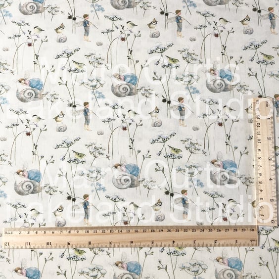 Winter Elves Blue cotton quilt fabrics from quarter metre