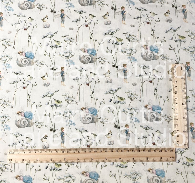 Winter Elves Blue cotton quilt fabrics from quarter metre