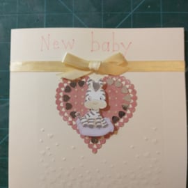 Cute zebra decoupage new baby card