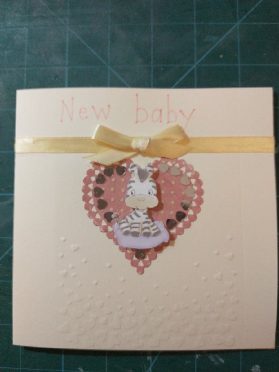 Cute zebra decoupage new baby card