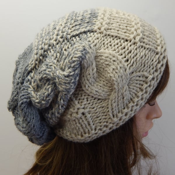 Hand knitted women hat hand knit slouchy beanie handmade slouch hat