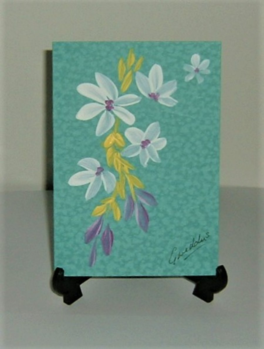 hand painted all occasion floral greetings card ( ref F 792)