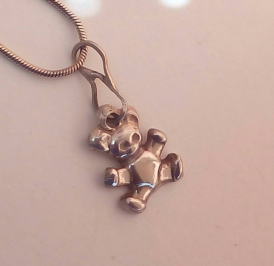 Teddy Bear Silver Pendant by MidasTouch Jewels in Wales