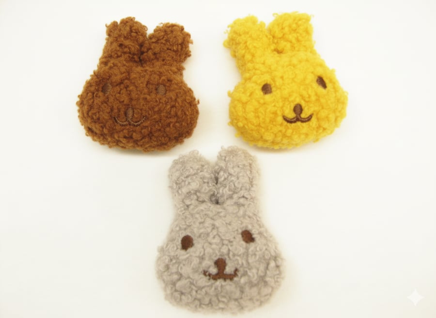 Sweet Fuzzy Bunny Pin Handmade Kawaii Animal Brooch Charm