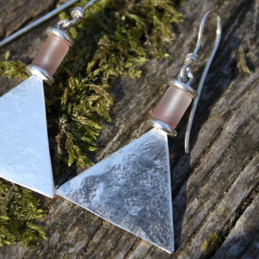 Silver and Cherry Quartz Earrings.