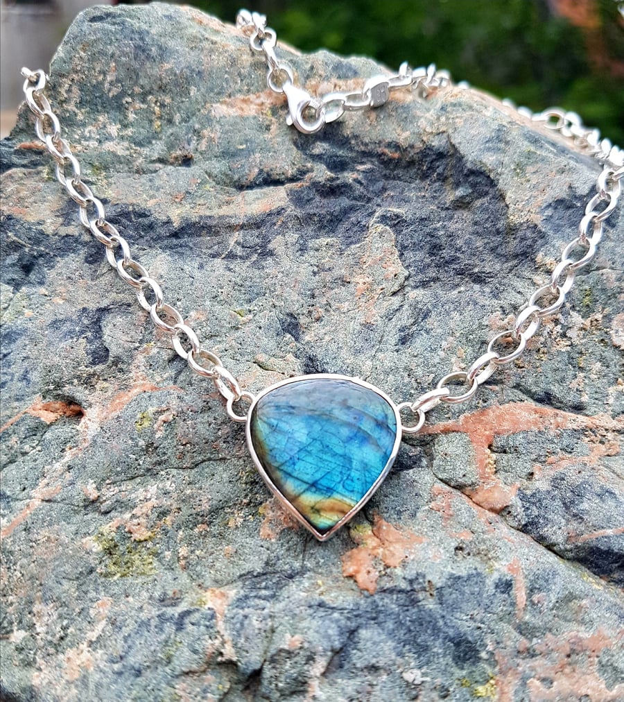 Labradorite heart necklace