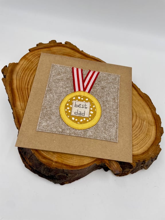 A medal for the best Dad appliqué card