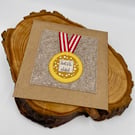 A medal for the best Dad appliqué card