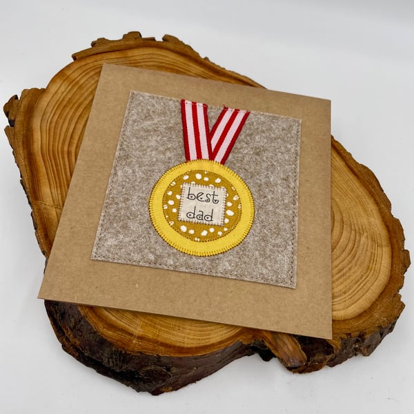 A medal for the best Dad appliqué card