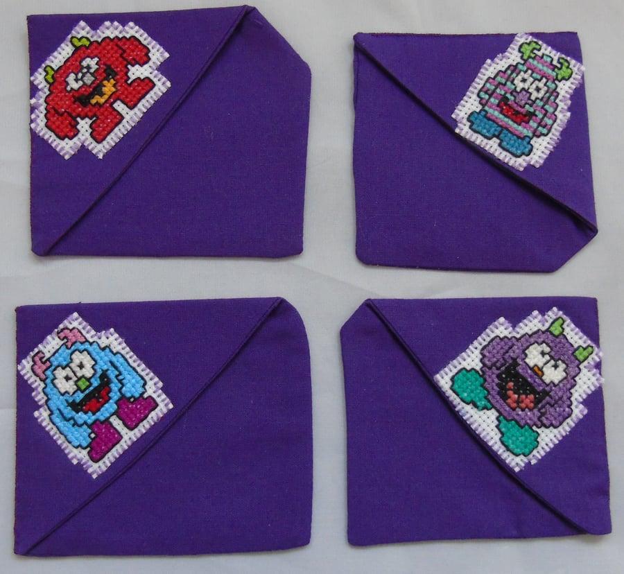 Monster Corner Bookmark (Purple Fabric) 