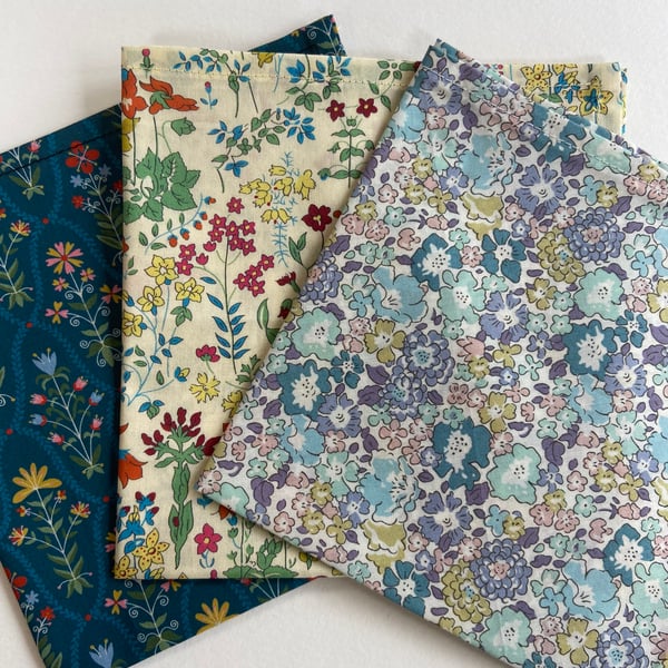 Pack of 3 Ladies Handkerchiefs Liberty Fabric - Beautiful Gift