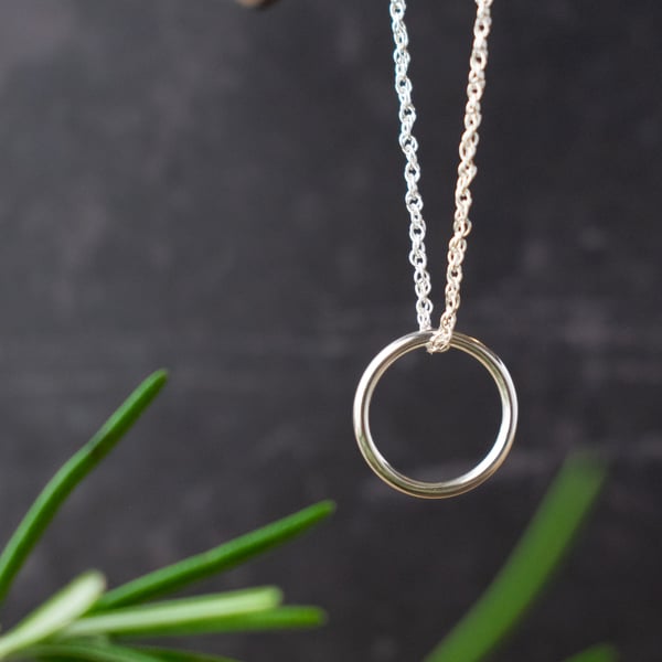 Sterling Silver Ring Necklace - Simple Minimalist Jewellery