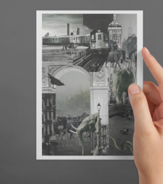 'Habitation' card printed from handmade collage 