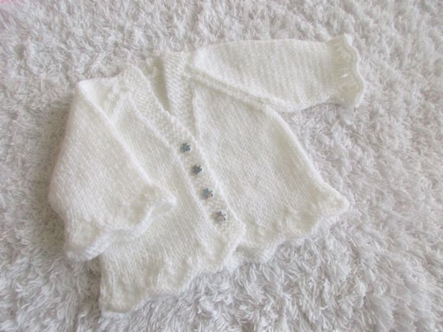 14" White Sparkle Baby Cardigan 