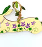 Violet hare  on wood  in cream and dark green - Image 1