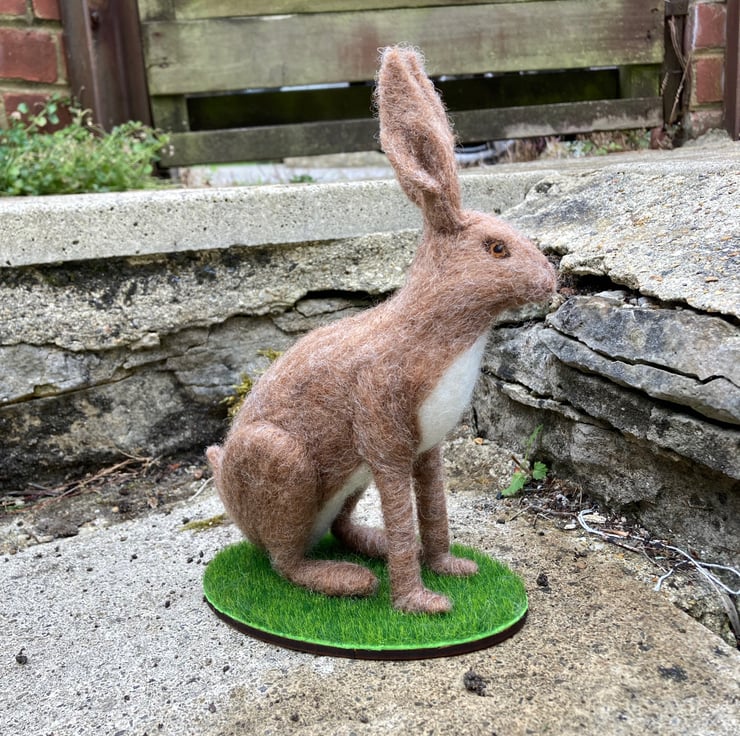 Hare needle felted model, brown hare, woollen s... - Folksy