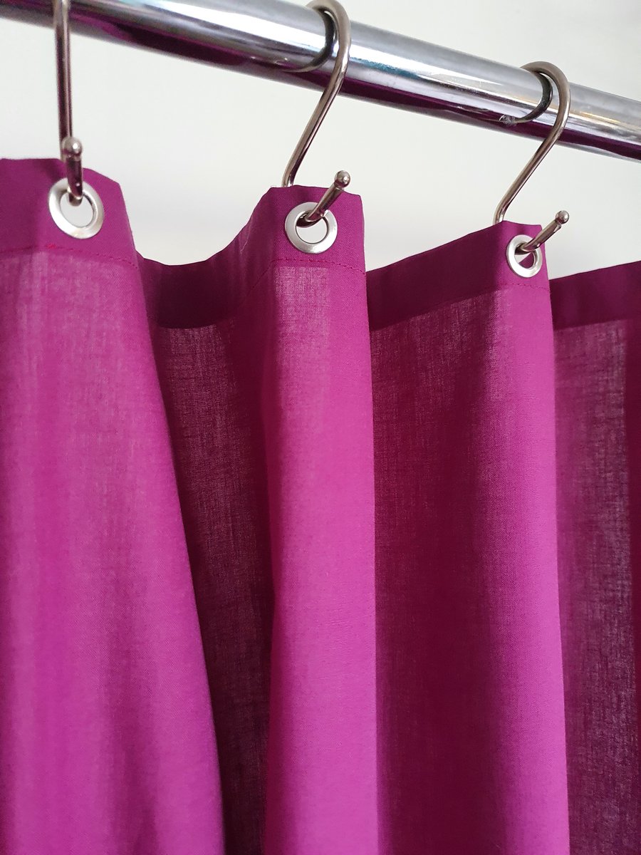 Purple Organic Cotton Shower Curtain, washable non-waxed