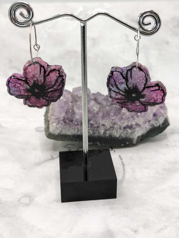 Pastel Flower Earrings, Resin Flower Earrings, Fairy Core Jewellery,