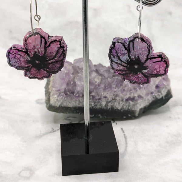 Pastel Flower Earrings, Resin Flower Earrings, Fairy Core Jewellery,