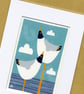 Black Headed Gulls looking out to sea, original Giclee print - Image 5