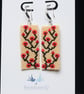 Rectangular Beaded Earrings Red Flowers on Cream Background - Image 6