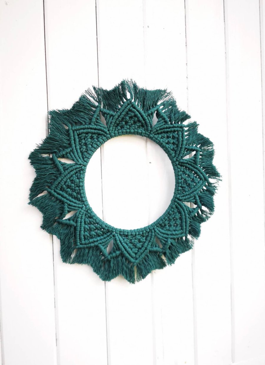 Macrame Wreath - Dark Green Macrame Mandala