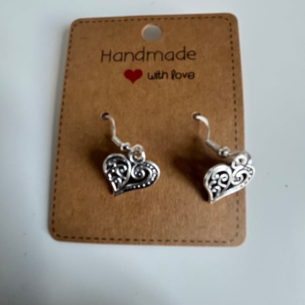Sterling Silver Earrings - Hearts with Design (small) - Brand New & Sealed!! 