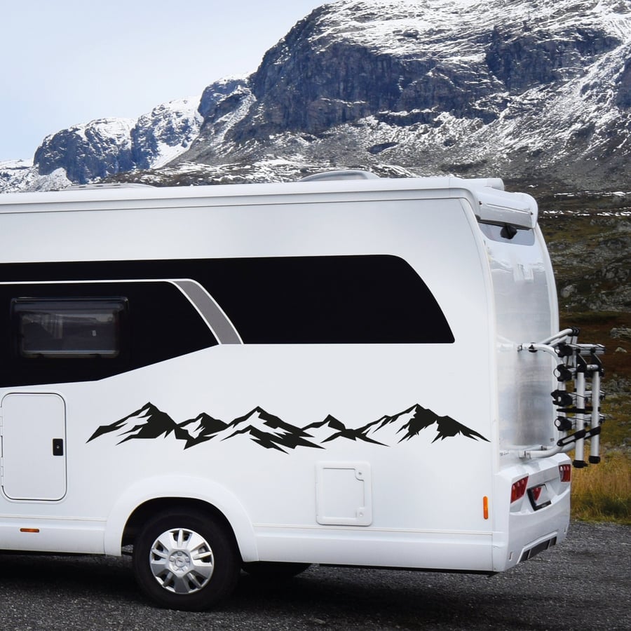 Campervan Mountain Sticker Motorhome Decal Adventure Begins Vinyl Car Sticker