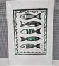 A4 Five Fish lino print. A4 hand printed. 