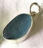 Sterling Silver Manta Ray Silhouette Seaham Blue Sea Glass Pendant Necklace - Image 8