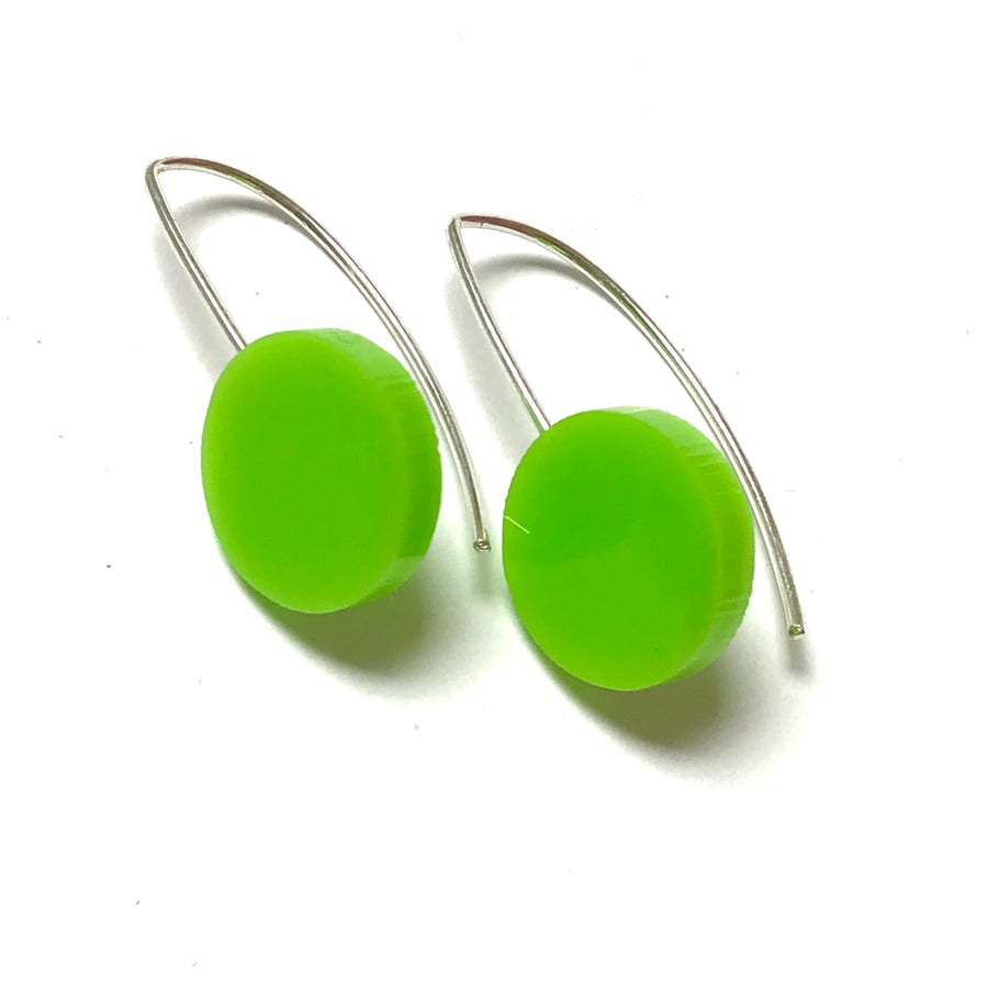 Wee Circle Earrings - Lime Green