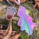 Stained glass acorn and oak leaf decoration gift set me