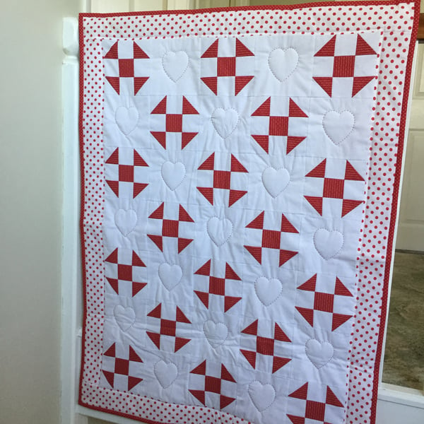 Red and White Patchwork Quilt