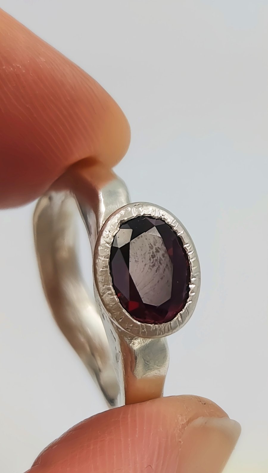 Handcrafted Oval Garnet Sterling Silver 