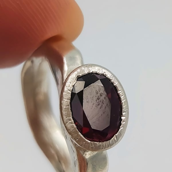 Handcrafted Oval Garnet Sterling Silver 