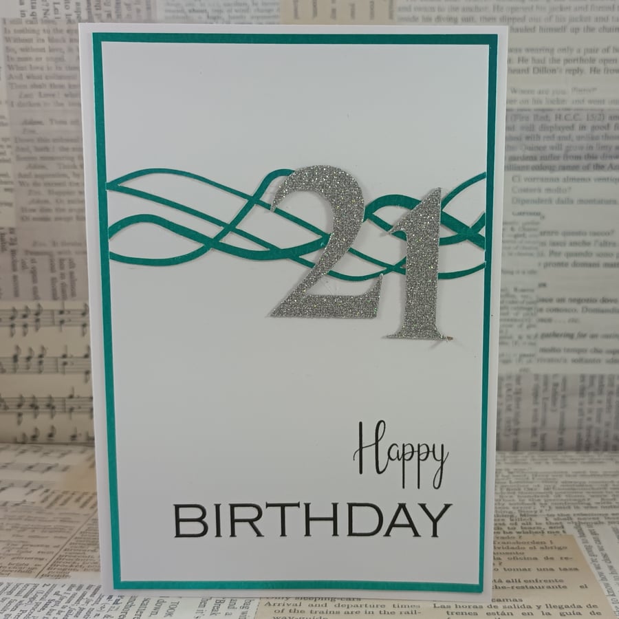 Handmade 21st Birthday card