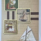 Vintage yacht and globe classic design birthday card